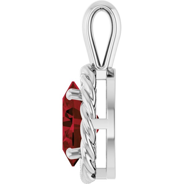 14K Gold, Platinum, Sterling Silver Natural Mozambique Garnet Rope Pendant - Options Available