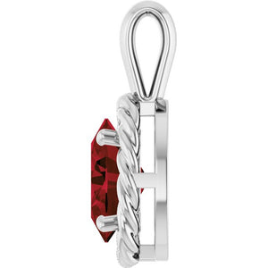 14K Gold, Platinum, Sterling Silver Natural Mozambique Garnet Rope Pendant - Options Available
