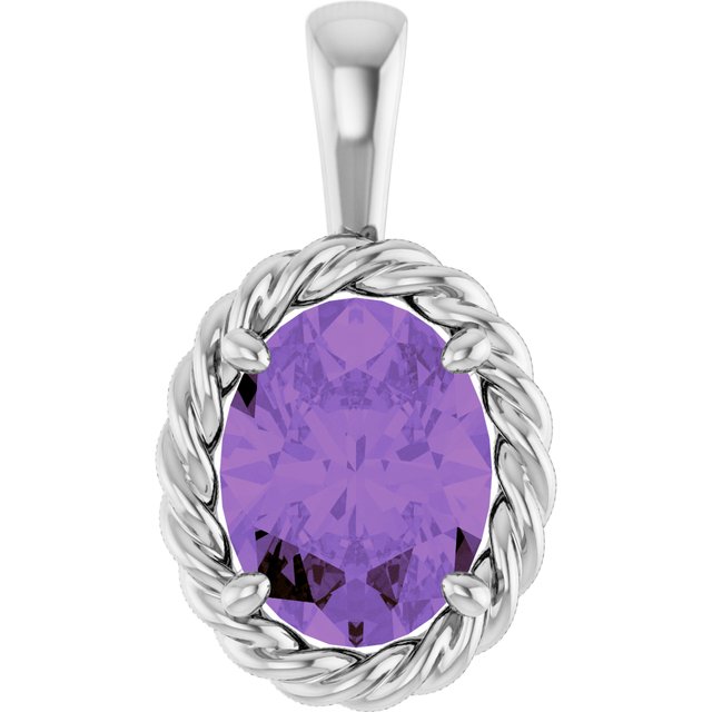 14K Gold Natural Amethyst Rope Pendant