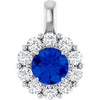 14K White Gold Natural Blue Sapphire & 1/2 CTW Diamond Pendant