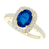 14K Yellow Gold Oval Lab-Grown Blue Sapphire & 1/3 CTW Diamond Ring