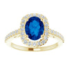 14K Yellow Lab-Grown Blue Sapphire & 1/3 CTW Natural Diamond Ring