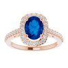 14K Yellow Lab-Grown Blue Sapphire & 1/3 CTW Natural Diamond Ring