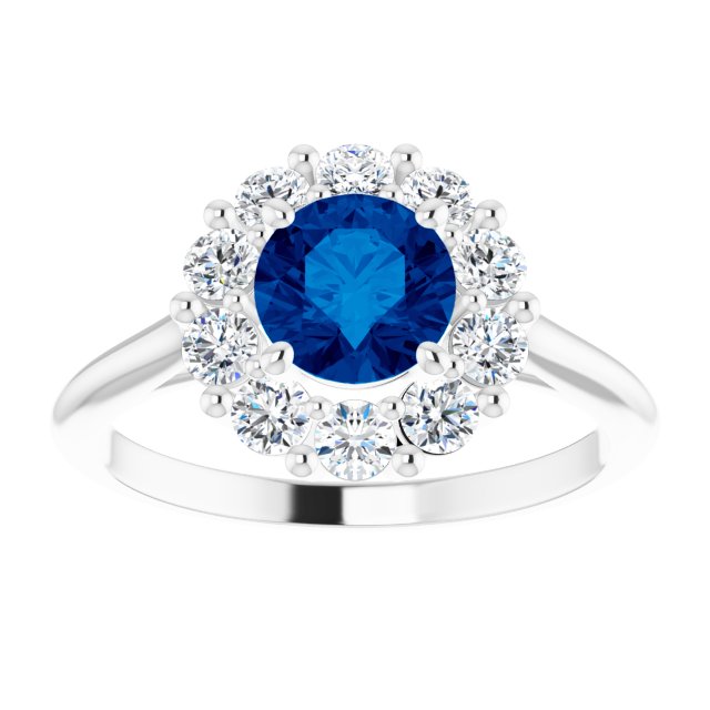 Lab-Grown Blue Sapphire And 1/2 Ctw Natural Diamond Ring