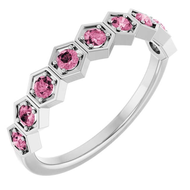 Natural Pink Tourmaline Stackable Ring with 14K Gold, Silver & Platinum Options
