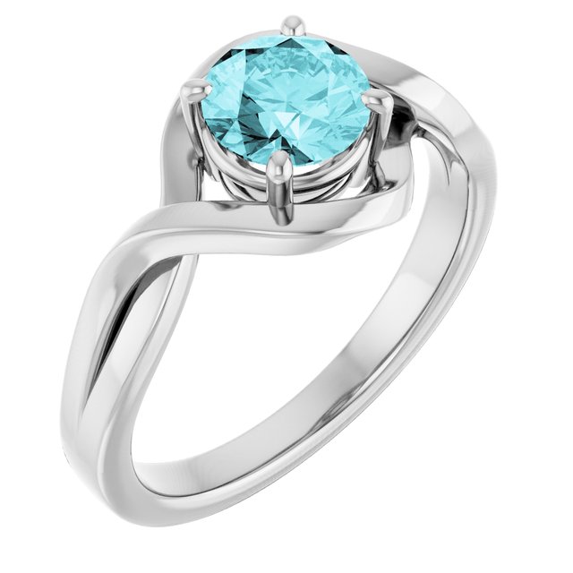 14K Yellow Gold Round 5.5mm Natural London Blue Topaz Ring