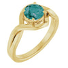 14K Yellow Gold Round 5.5mm Natural London Blue Topaz Ring