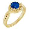 14K Yellow Gold Round 5.5mm Natural London Blue Topaz Ring