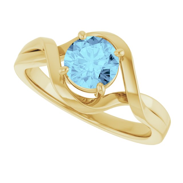 14K Yellow Natural London Blue Topaz Ring