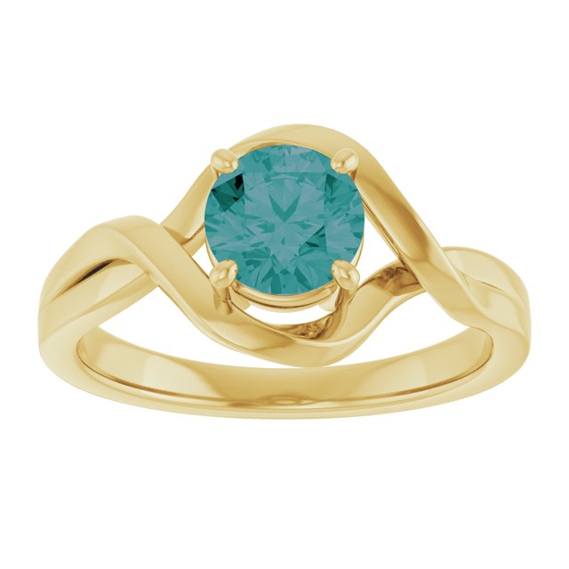 14K Yellow Natural London Blue Topaz Ring