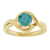 14K Yellow Gold Round 5.5mm Natural London Blue Topaz Ring