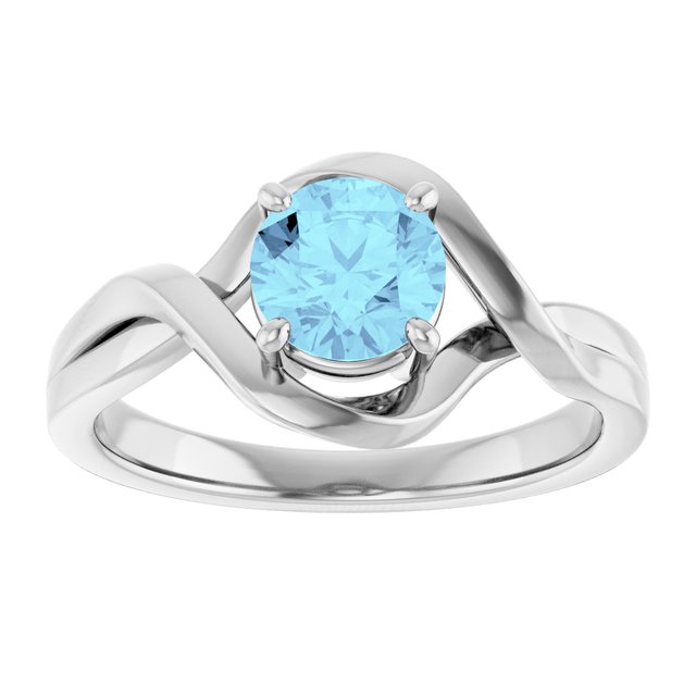 14K Yellow Gold Round 5.5mm Natural London Blue Topaz Ring