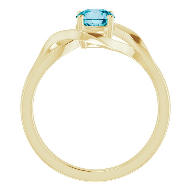 14K Yellow Gold Round 5.5mm Natural London Blue Topaz Ring