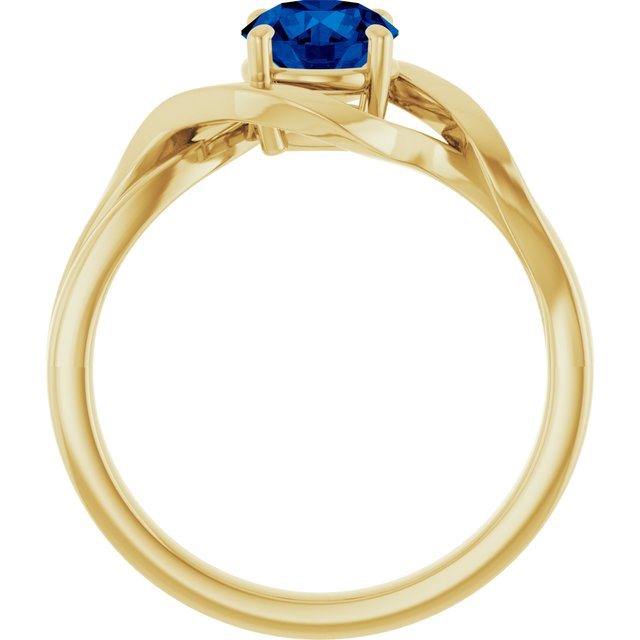 14K Yellow Gold Round 5.5mm Natural London Blue Topaz Ring