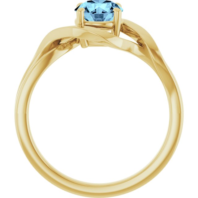 14K Yellow Gold Round 5.5mm Natural London Blue Topaz Ring