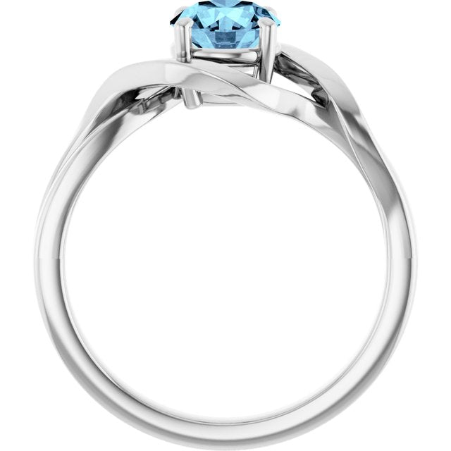 14K Yellow Gold Round 5.5mm Natural London Blue Topaz Ring