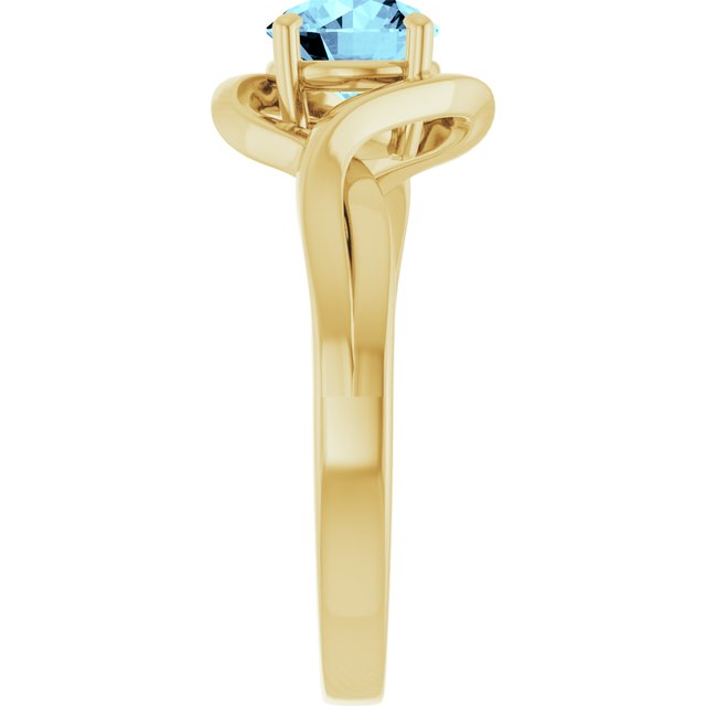 14K Yellow Gold Round 5.5mm Natural London Blue Topaz Ring