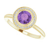 14K White Gold Natural Amethyst 5.5 mm & .06 CTW Diamond Ring