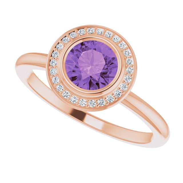 14K White Natural Amethyst & .06 CTW Natural Diamond Ring