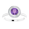 14K White Gold Natural Amethyst 5.5 mm & .06 CTW Diamond Ring