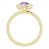 14K White Gold Natural Amethyst 5.5 mm & .06 CTW Diamond Ring