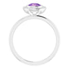 14K White Natural Amethyst & .06 CTW Natural Diamond Ring