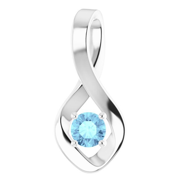 14K White Gold Oval Natural Blue Zircon Pendant – Elegant Design