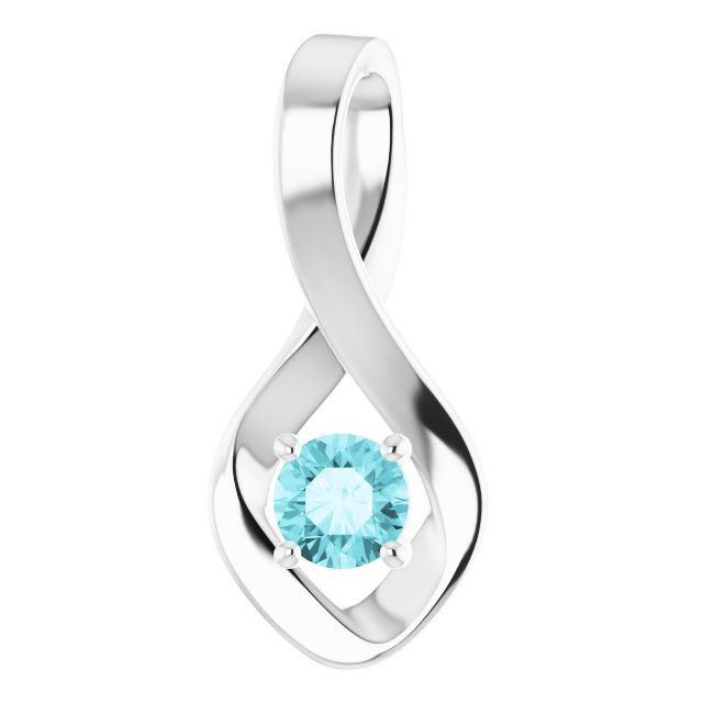 14K White Gold Oval Natural Blue Zircon Pendant – Elegant Design