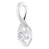 14K White 6x4  mm Oval Natural Blue Zircon Pendant