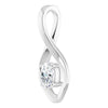 14K White 6x4  mm Oval Natural Blue Zircon Pendant