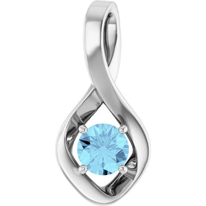 Natural Aquamarine Round Pendant in 14K Gold, Platinum & Silver