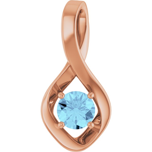 14K Gold Natural Blue Zircon Pendant