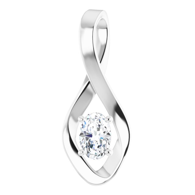 14K White Gold Oval Natural Blue Zircon Pendant – Elegant Design