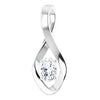 14K White Gold Oval Natural Blue Zircon Pendant – Elegant Design