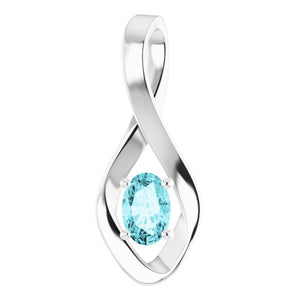 14K Gold Natural Blue Zircon Pendant