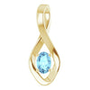 14K White 6x4  mm Oval Natural Blue Zircon Pendant