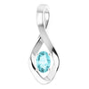 14K White 6x4  mm Oval Natural Blue Zircon Pendant