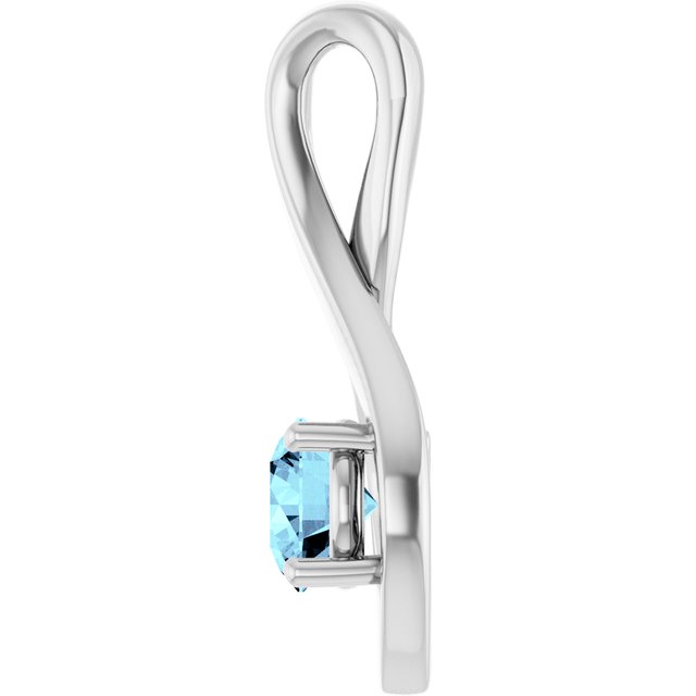 14K White Gold Oval Natural Blue Zircon Pendant – Elegant Design