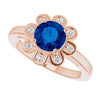 14K White Lab-Grown Blue Sapphire & 1/8 CTW Natural Diamond Ring