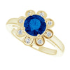 14K White Lab-Grown Blue Sapphire & 1/8 CTW Natural Diamond Ring