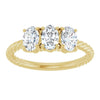 14K Yellow Gold 3 CTW Oval Lab-Grown Diamond Three-Stone Ring