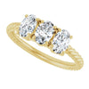 14K Yellow Gold 3 CTW Oval Lab-Grown Diamond Three-Stone Ring