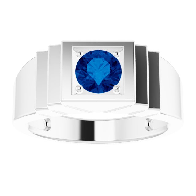 Lab-Grown Blue Sapphire Ring | 14K Gold, Silver & Platinum | Round | 6 Mm | Polished