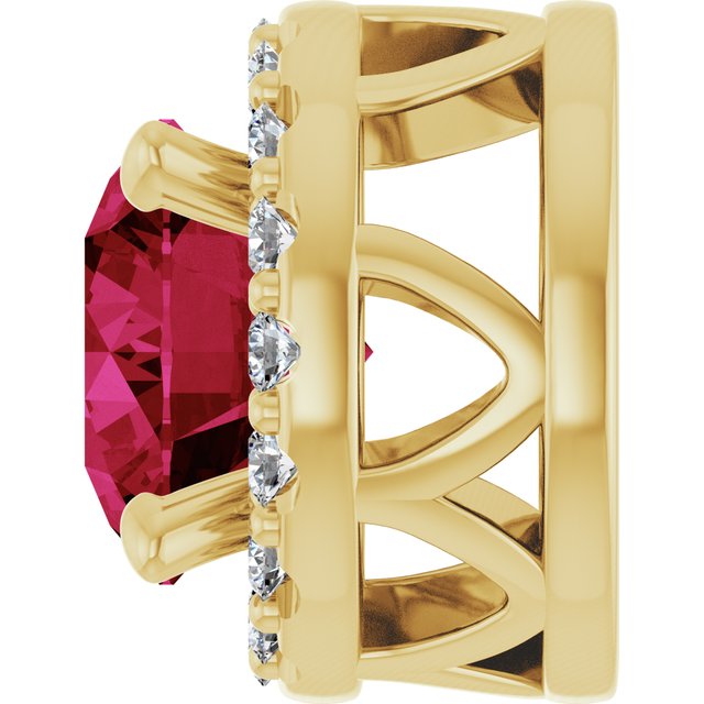 14K Gold Lab-Grown Ruby And Natural Diamond Pendant Slide
