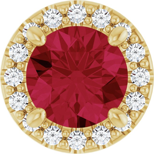 14K Gold Lab-Grown Ruby And Natural Diamond Pendant Slide