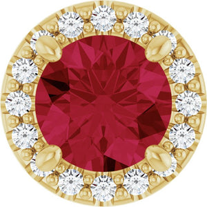 14K Gold Lab-Grown Ruby And Natural Diamond Pendant Slide