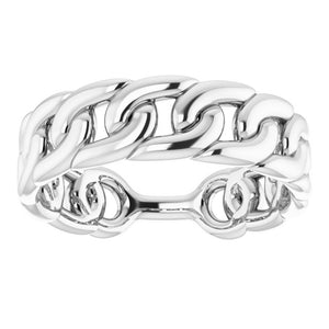 14K Gold & Platinum Stackable Link Ring - Options Available