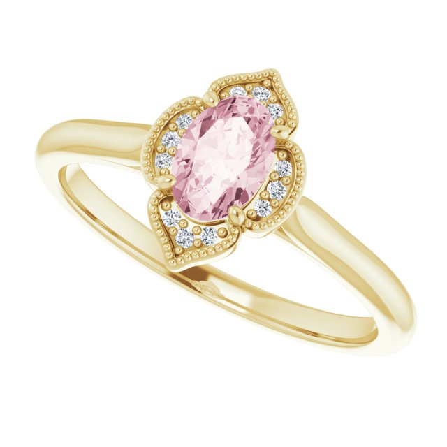 14K Rose Natural Pink Morganite & .03 CTW Natural Diamond Ring