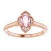 14K Rose Gold Pink Morganite and Diamond Accent Ring