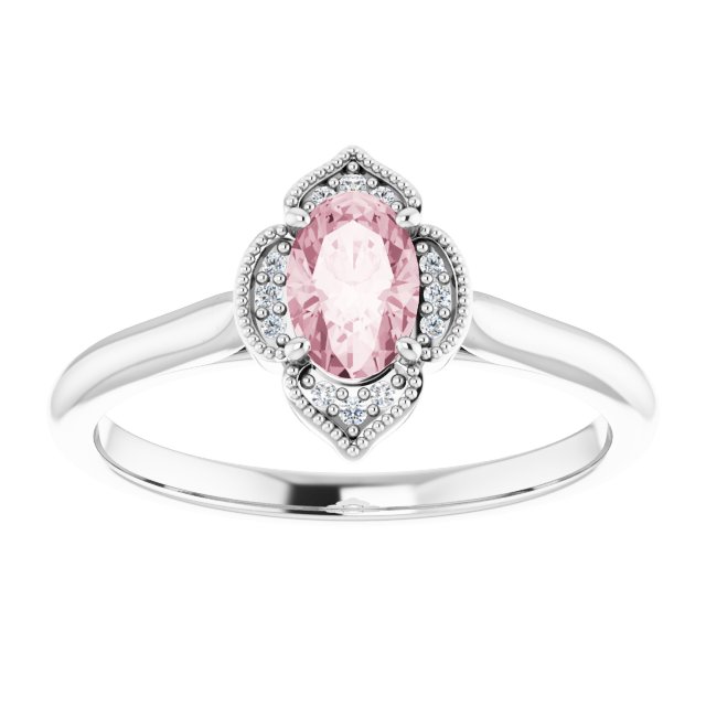 14K Rose Natural Pink Morganite & .03 CTW Natural Diamond Ring